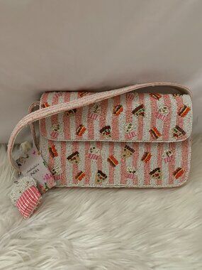 HANDCRAFTED IN INDIA Pizza, Cake, Cupcakes Seed Beaded Clutch Bag